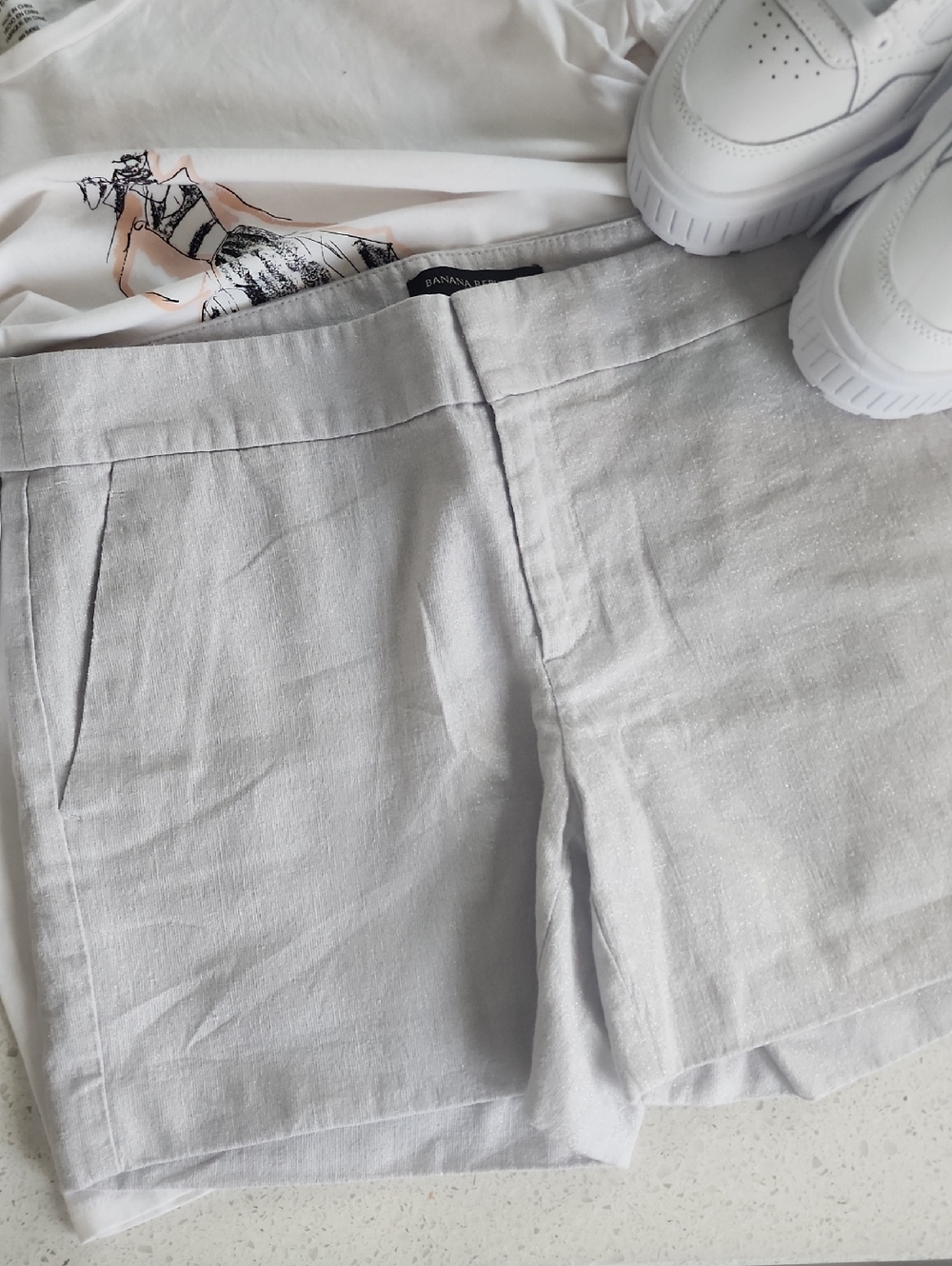Banana Republic Light Grey Shimmer Shorts